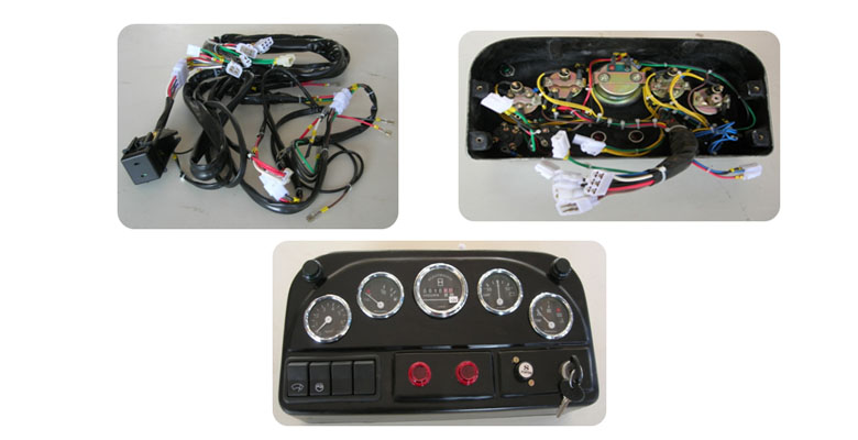 Forklift dashboard wiring harness and assembled dashboard panel from Harness Techniques (I) Pvt. Ltd., specialist forklift dashboard assembly and industrial wiring harness manufacturer in India.